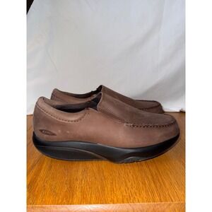 MBT‎ Mens Brown Leather Slip On Loafers Comfort Walking Shoes Size US 5-5.5